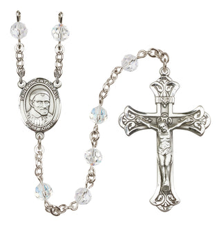 Sterling Silver 6mm Austrian Crystal Saint Vincent de Paul Rosary in Crystal