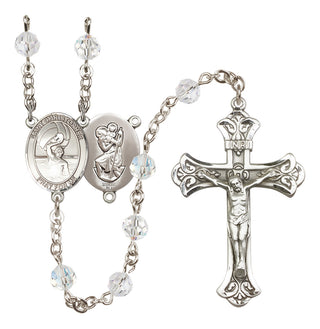 Sterling Silver 6mm Austrian Crystal Saint Christopher/Water Polo Men Rosary in Crystal