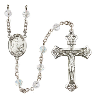 Sterling Silver 6mm Austrian Crystal Saint Therese of Lisieux Rosary in Crystal