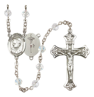 Sterling Silver 6mm Austrian Crystal Pope Emeritace Benedict XVI Rosary in Crystal
