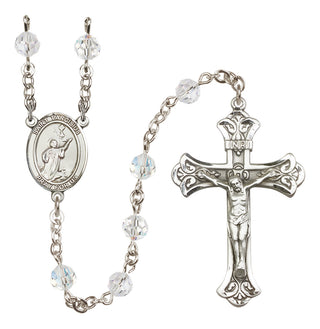 Sterling Silver 6mm Austrian Crystal Saint Tarcisius Rosary in Crystal