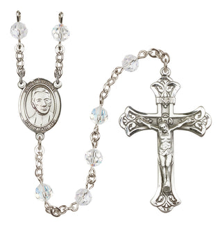 Sterling Silver 6mm Austrian Crystal Saint Eugene de Mazenod Rosary in Crystal