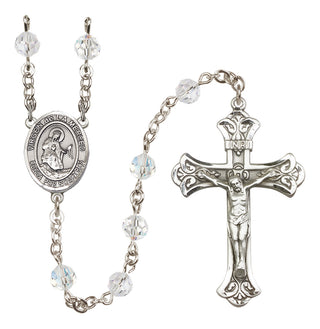 Sterling Silver 6mm Austrian Crystal Virgen de la Merced Rosary in Crystal