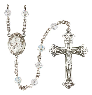 Sterling Silver 6mm Austrian Crystal Saint Finnian of Clonard Rosary in Crystal
