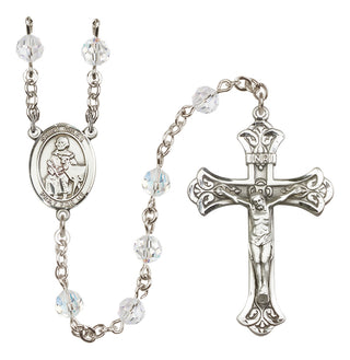 Sterling Silver 6mm Austrian Crystal Saint Giles Rosary in Crystal