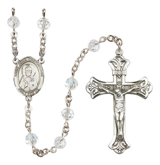 Sterling Silver 6mm Austrian Crystal Saint John Chrysostom Rosary in Crystal