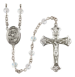 Sterling Silver 6mm Austrian Crystal Saint Vitus Rosary in Crystal