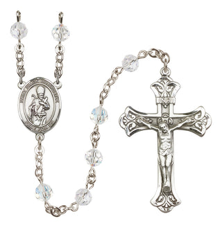 Sterling Silver 6mm Austrian Crystal Saint Simon the Apostle Rosary in Crystal