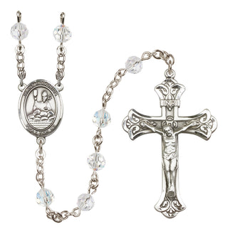 Sterling Silver 6mm Austrian Crystal Saint Honorius of Amiens Rosary in Crystal