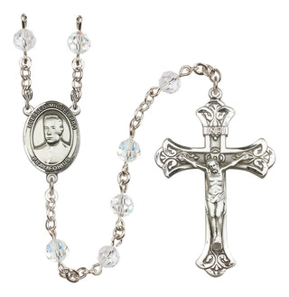 Sterling Silver 6mm Austrian Crystal Blessed Miguel Pro Rosary in Crystal