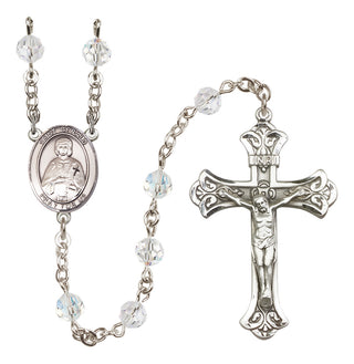 Sterling Silver 6mm Austrian Crystal Saint Gerald Rosary in Crystal