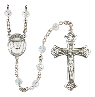Sterling Silver 6mm Austrian Crystal Saint Damien of Molokai Rosary in Crystal