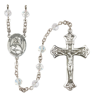 Sterling Silver 6mm Austrian Crystal Guardian Angel Protector Rosary in Crystal