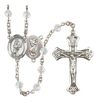 Sterling Silver 6mm Saint Christopher/Softball Rosary