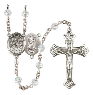 Sterling Silver 6mm Austrian Crystal Saint Christopher / Choir Rosary in Crystal