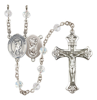 Sterling Silver 6mm Saint Christopher/Lacrosse Rosary
