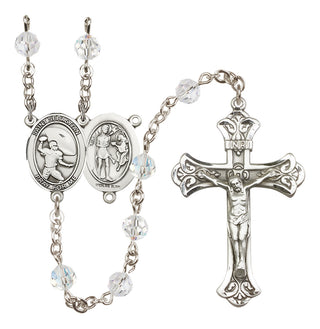 Sterling Silver 6mm Saint Sebastian / Football Rosary