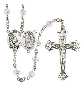 Sterling Silver 6mm Austrian Crystal Saint Sebastian / Tennis Rosary in Crystal