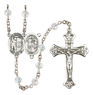 Sterling Silver 6mm Austrian Crystal Saint Sebastian / Golf Rosary in Crystal