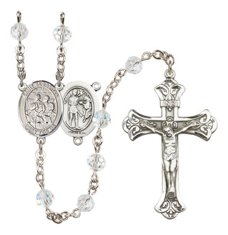 Sterling Silver 6mm Austrian Crystal Saint Sebastian / Choir Rosary in Crystal