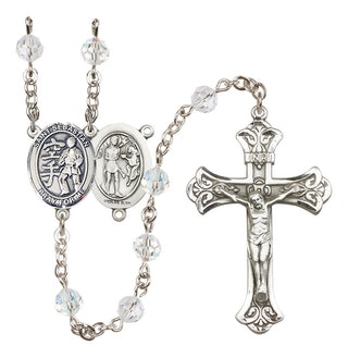 Sterling Silver 6mm Austrian Crystal Saint Sebastian/Karate Rosary in Crystal