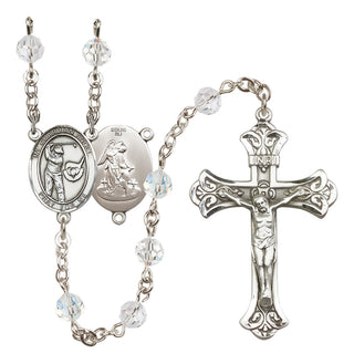 Sterling Silver 6mm Austrian Crystal Guardian Angel/Golf Rosary in Crystal