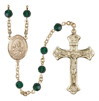 14 Karat Gold-Filled 6mm Austrian Crystal San Jose Rosary in Emerald