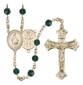 14 Karat Gold-Filled 6mm Austrian Crystal Miraculous Rosary in Emerald