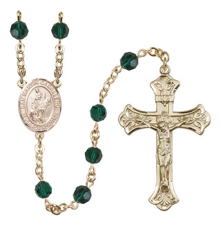 14 Karat Gold-Filled 6mm Austrian Crystal San Martin Caballero Rosary in Emerald