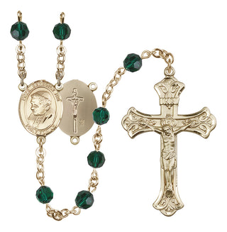 14 Karat Gold-Filled 6mm Austrian Crystal Pope Emeritace Benedict XVI Rosary in Emerald