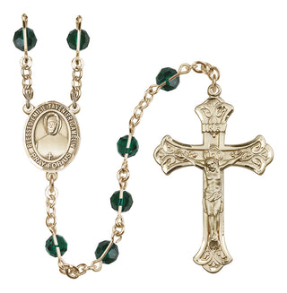 14 Karat Gold-Filled 6mm Austrian Crystal Blessed Emilie Tavernier Gamelin Rosary in Emerald