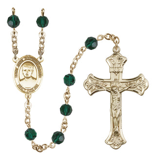 14 Karat Gold-Filled 6mm Austrian Crystal Saint Jose Sanchez del Rio Rosary in Emerald