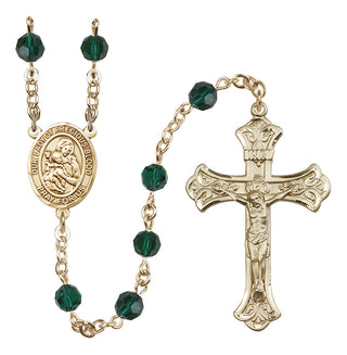 14 Karat Gold-Filled 6mm Austrian Crystal Our Lady of the Precious Blood Rosary in Emerald