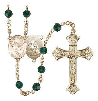 14kt Gold Filled 6mm Guardian Angel/Basketball Rosary