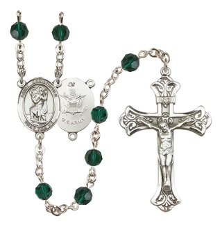 Sterling Silver 6mm Saint Christopher / Army Rosary