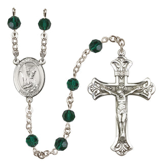 Sterling Silver 6mm Austrian Crystal Saint Helen Rosary in Emerald