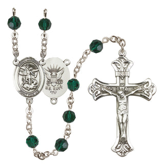 Sterling Silver 6mm Saint Michael / Navy Rosary