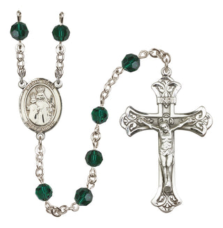 Sterling Silver 6mm Austrian Crystal Maria Stein Rosary in Emerald