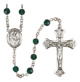 Sterling Silver 6mm Austrian Crystal Saint Ambrose Rosary in Emerald
