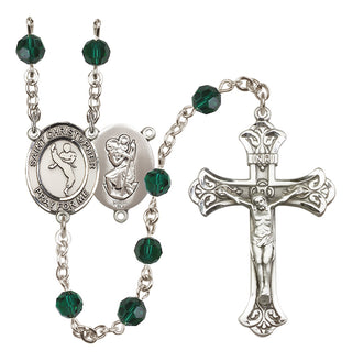 Sterling Silver 6mm Saint Christopher/Martial Arts Rosary