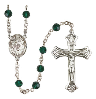 Sterling Silver 6mm Austrian Crystal Saint Margaret of Cortona Rosary in Emerald