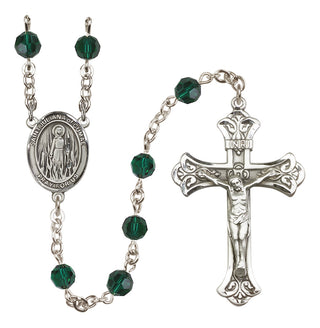 Sterling Silver 6mm Austrian Crystal Saint Juliana of Cumae Rosary in Emerald
