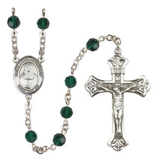 Sterling Silver 6mm Austrian Crystal Saint Mary Mackillop Rosary in Emerald