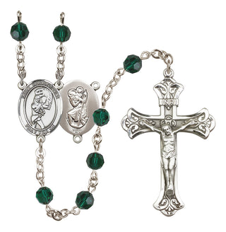 Sterling Silver 6mm Saint Christopher/Softball Rosary