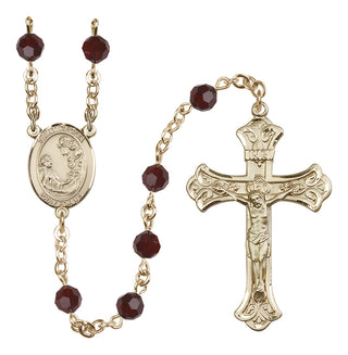 14 Karat Gold-Filled 6mm Austrian Crystal Saint Cecilia Rosary in Garnet