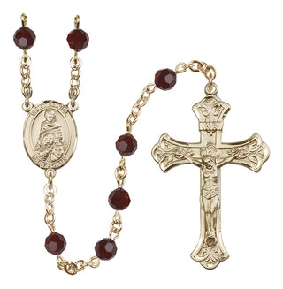 14 Karat Gold-Filled 6mm Austrian Crystal Saint Daniel Rosary in Garnet
