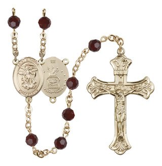 14kt Gold Filled 6mm Saint Michael / Air Force Rosary