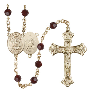 14kt Gold Filled 6mm Saint Michael / Navy Rosary