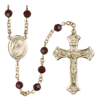 14 Karat Gold-Filled 6mm Austrian Crystal Saint Monica Rosary in Garnet