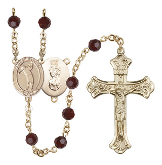 14kt Gold Filled 6mm Saint Christopher/Golf Rosary